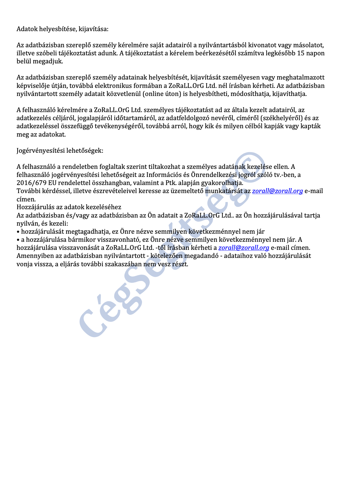 Adatkezelési tájékoztató 4. oldal